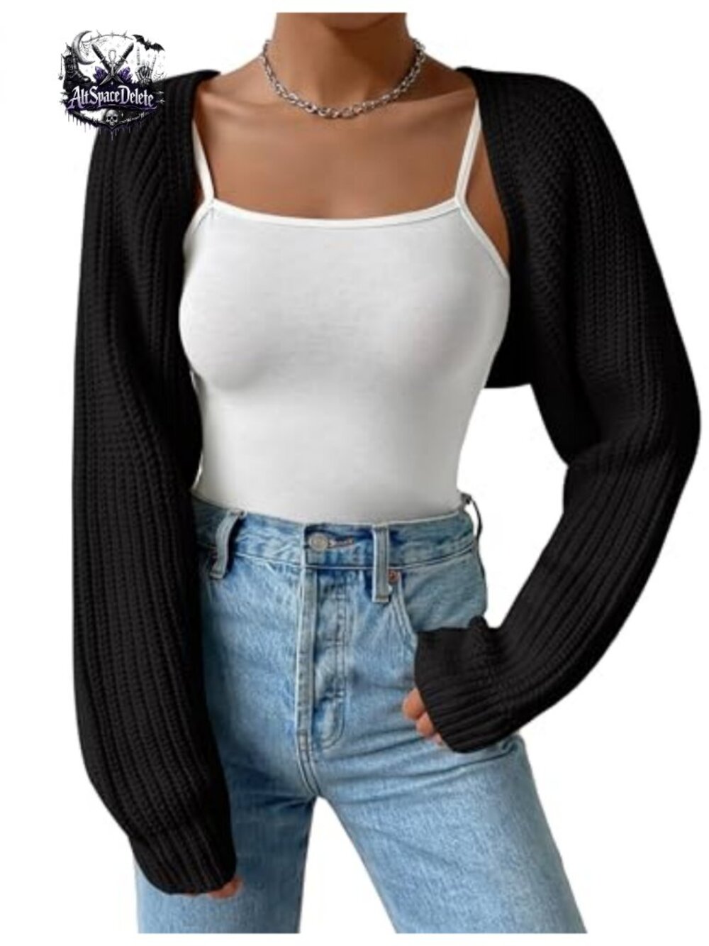 Womens Long Sleeve Open Front Knitted Crop Cardigan Drop Shoulder Bolero Shrug
